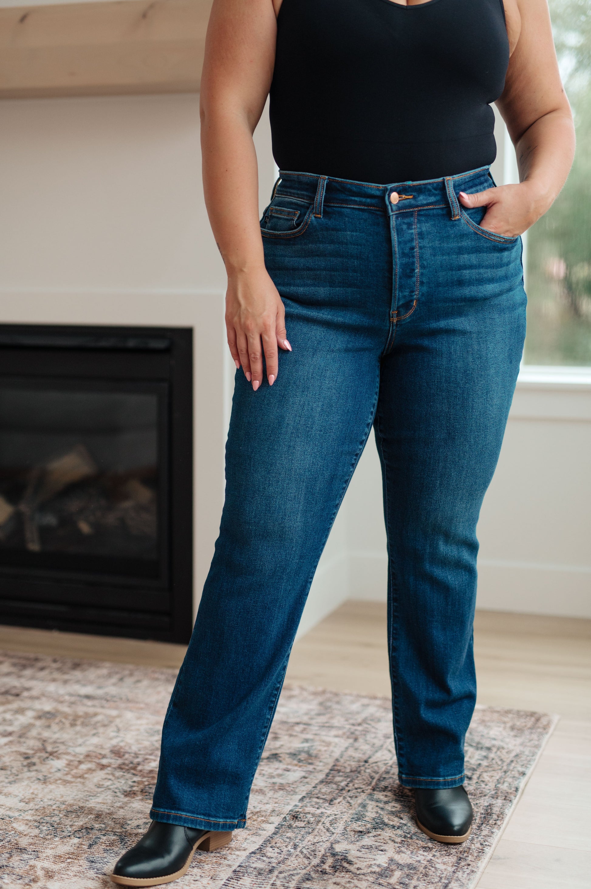 Pippa High Rise Button Fly Dad Jeans - Dahlia Boutique