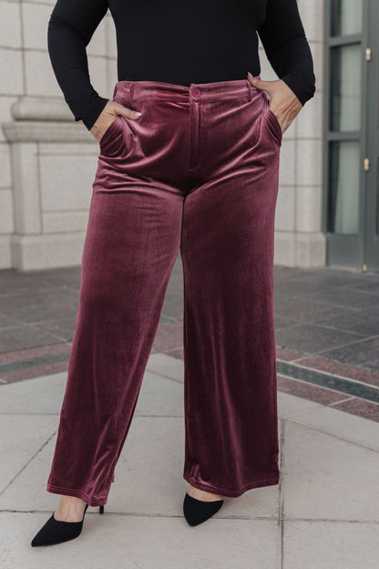 High Society Velvet Wide Leg Trousers - Dahlia Boutique