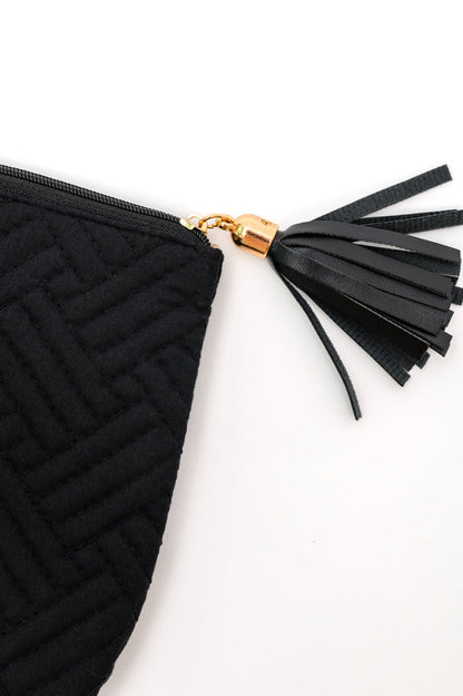 Quilted Travel Zip Pouch in Black - Dahlia Boutique