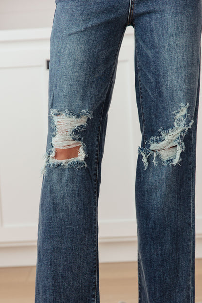 Rose High Rise 90's Straight Jeans in Dark Wash - Dahlia Boutique