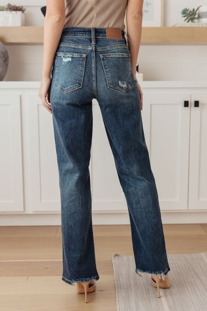 Rose High Rise 90's Straight Jeans in Dark Wash - Dahlia Boutique