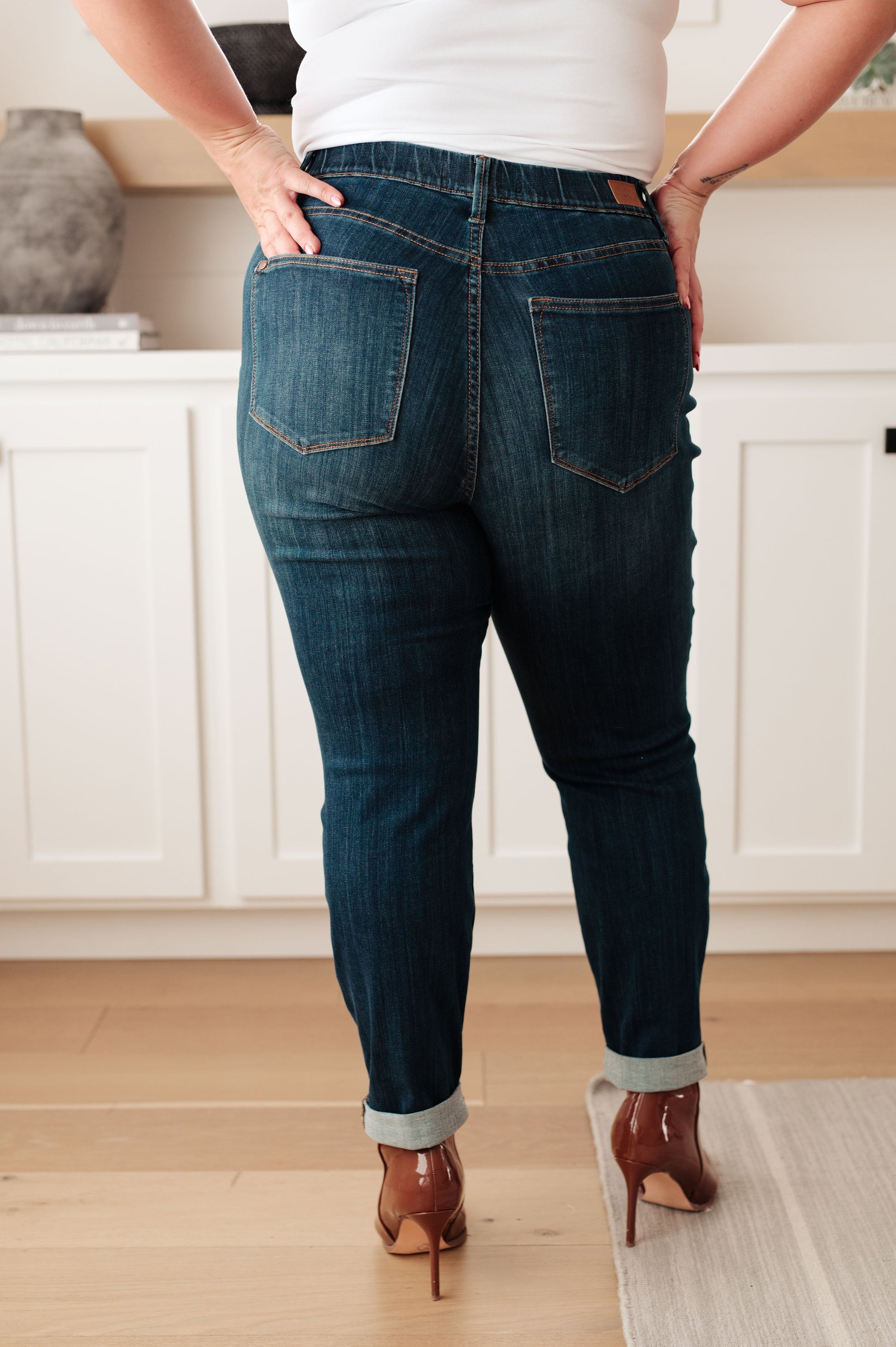 Rowena High Rise Pull On Double Cuff Slim Jeans - Dahlia Boutique