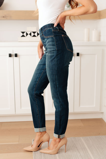 Rowena High Rise Pull On Double Cuff Slim Jeans - Dahlia Boutique