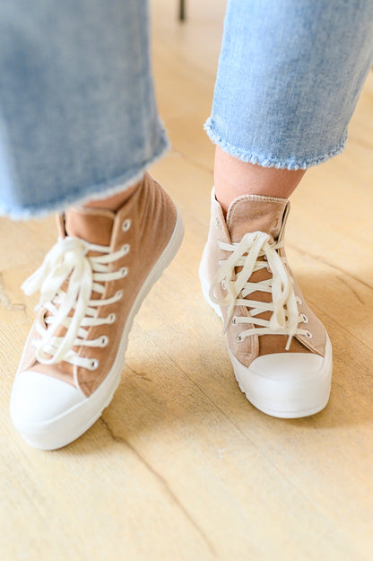 Run Me Down Velvet High Tops in Tan - Dahlia Boutique