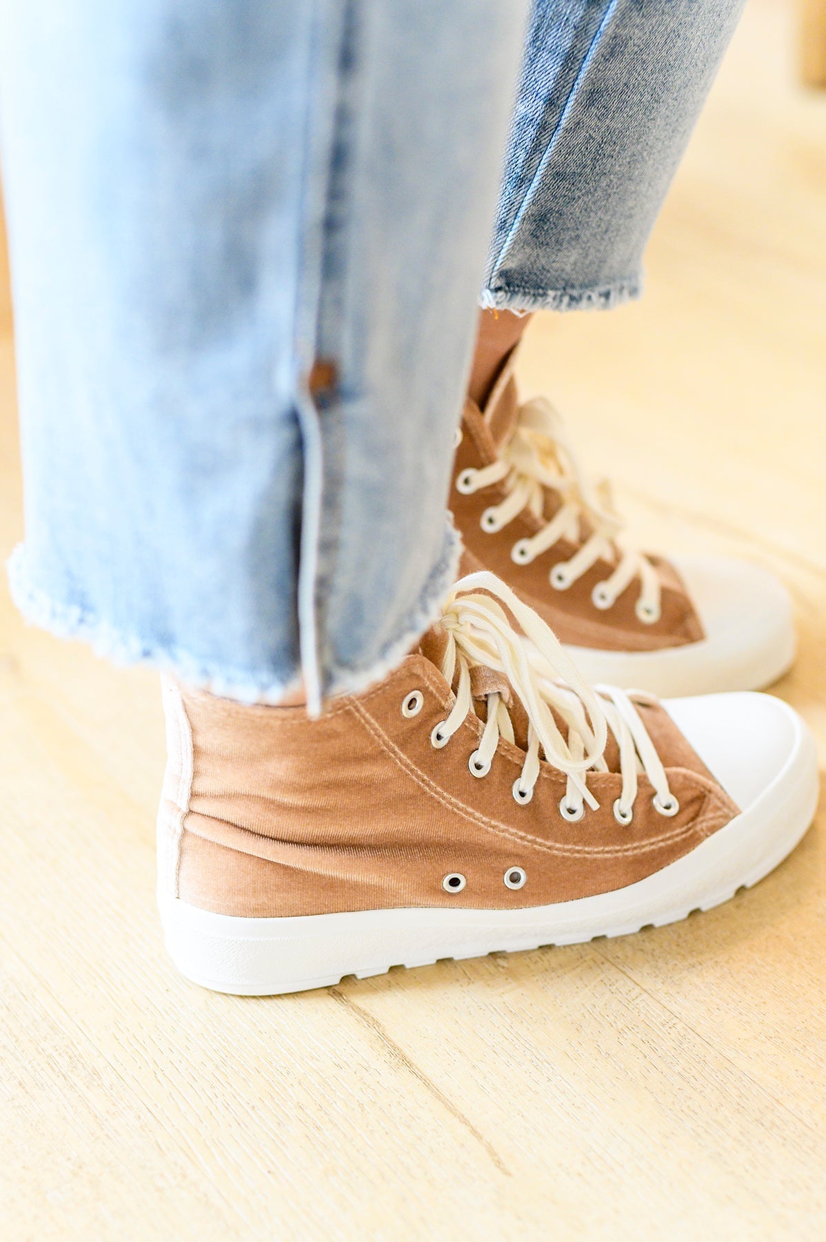 Run Me Down Velvet High Tops in Tan - Dahlia Boutique