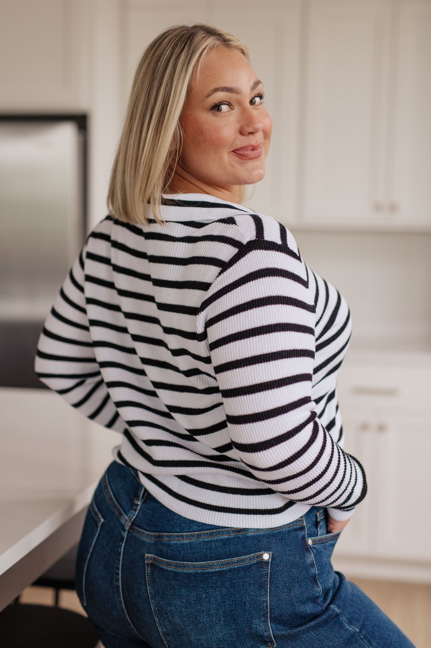 Self Improvement V-Neck Striped Sweater - Dahlia Boutique