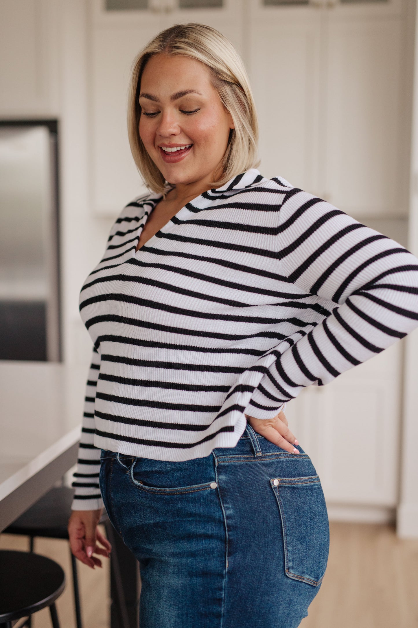 Self Improvement V-Neck Striped Sweater - Dahlia Boutique