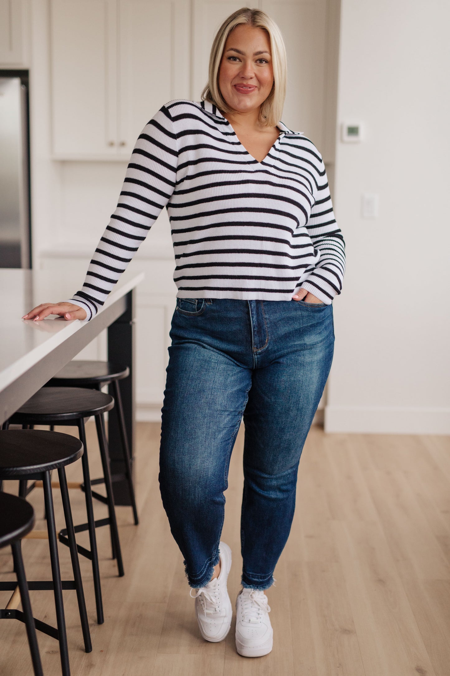 Self Improvement V-Neck Striped Sweater - Dahlia Boutique