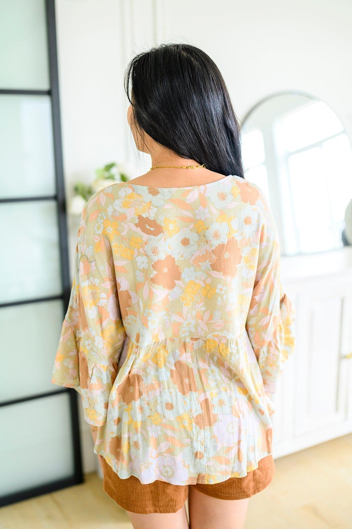 Singled Out Floral Blouse in Green - Dahlia Boutique