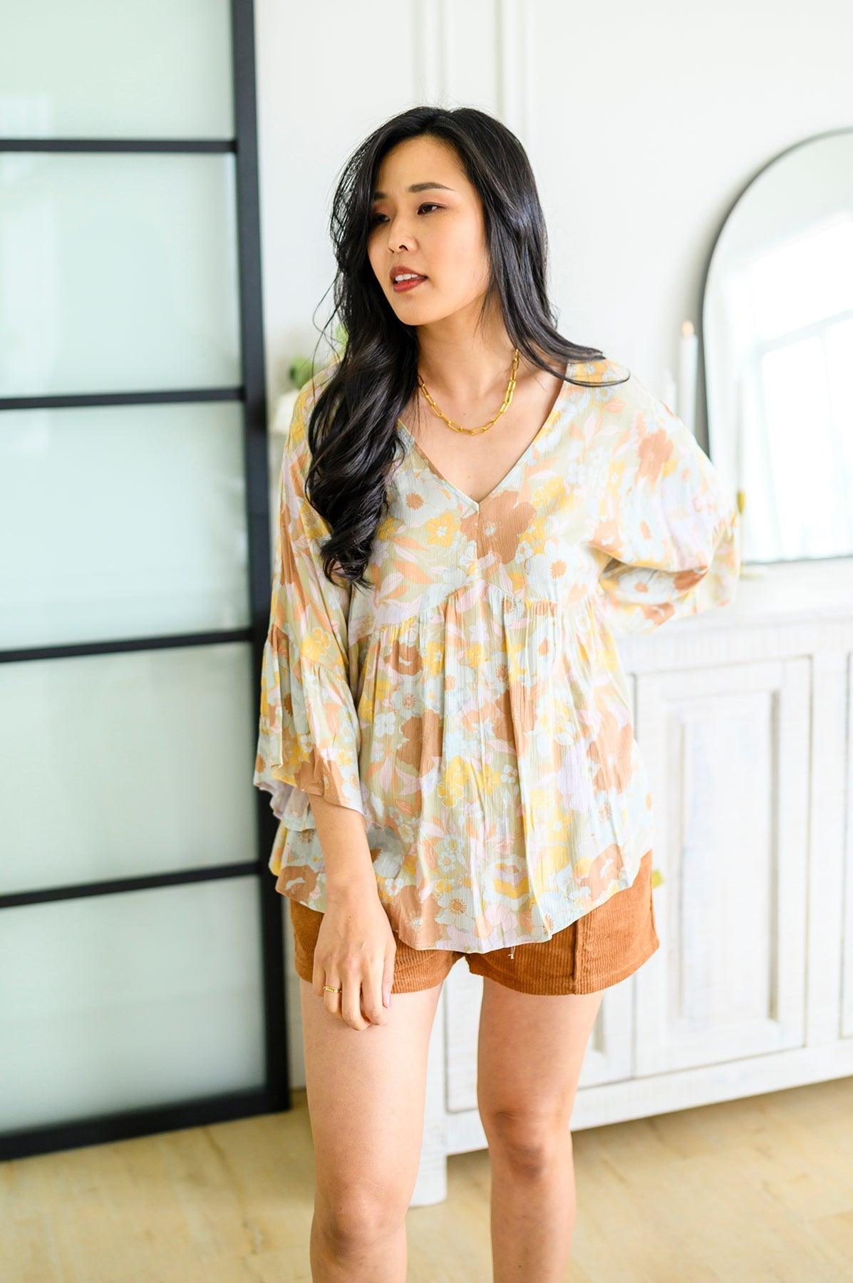 Singled Out Floral Blouse in Green - Dahlia Boutique