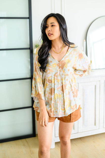 Singled Out Floral Blouse in Green - Dahlia Boutique