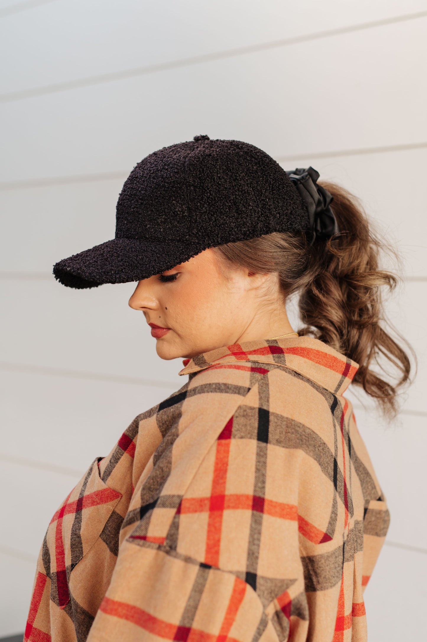 Lyla Sherpa Ball Cap in Black - Dahlia Boutique