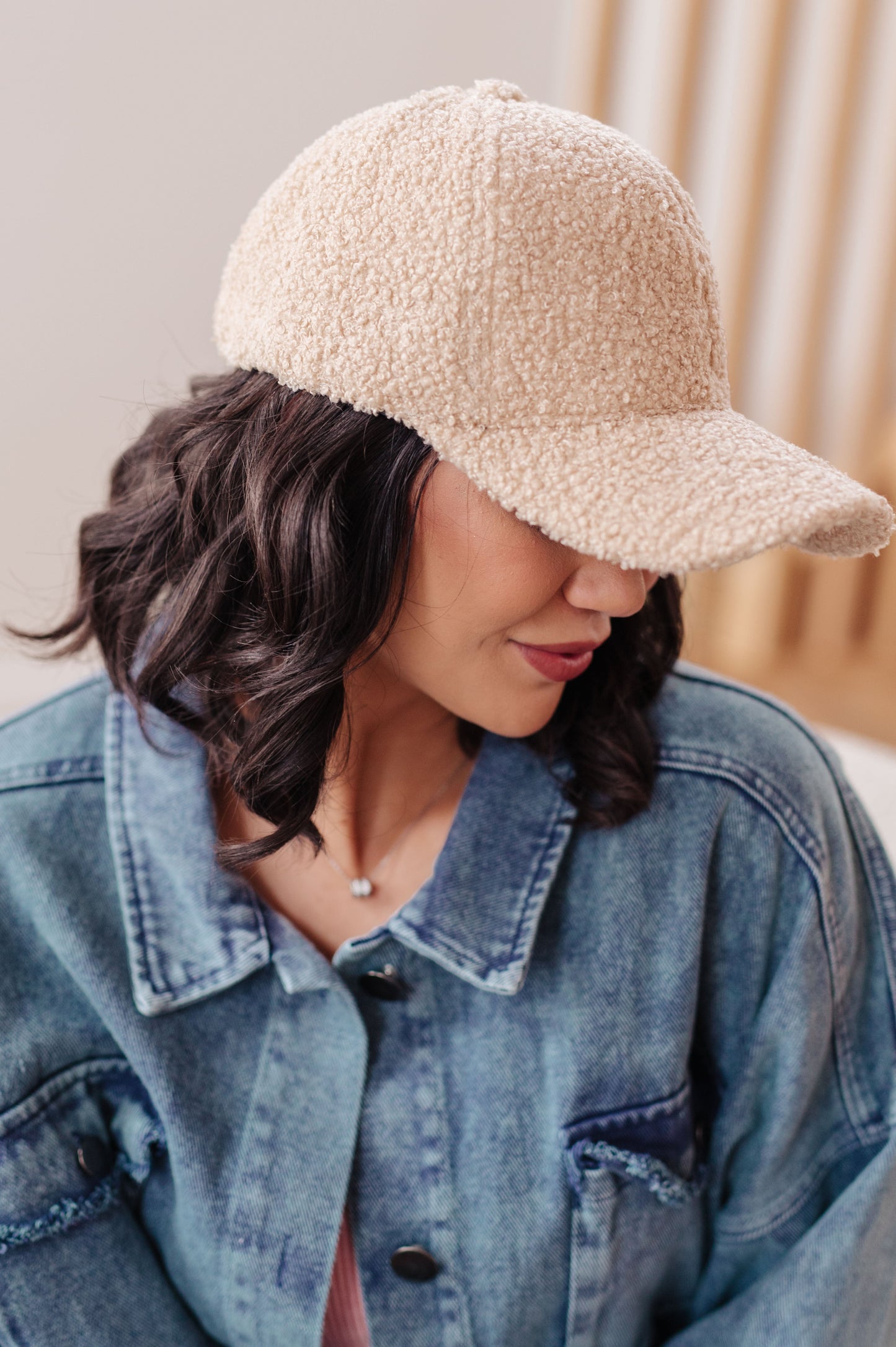 Lyla Sherpa Ball Cap in Khaki - Dahlia Boutique