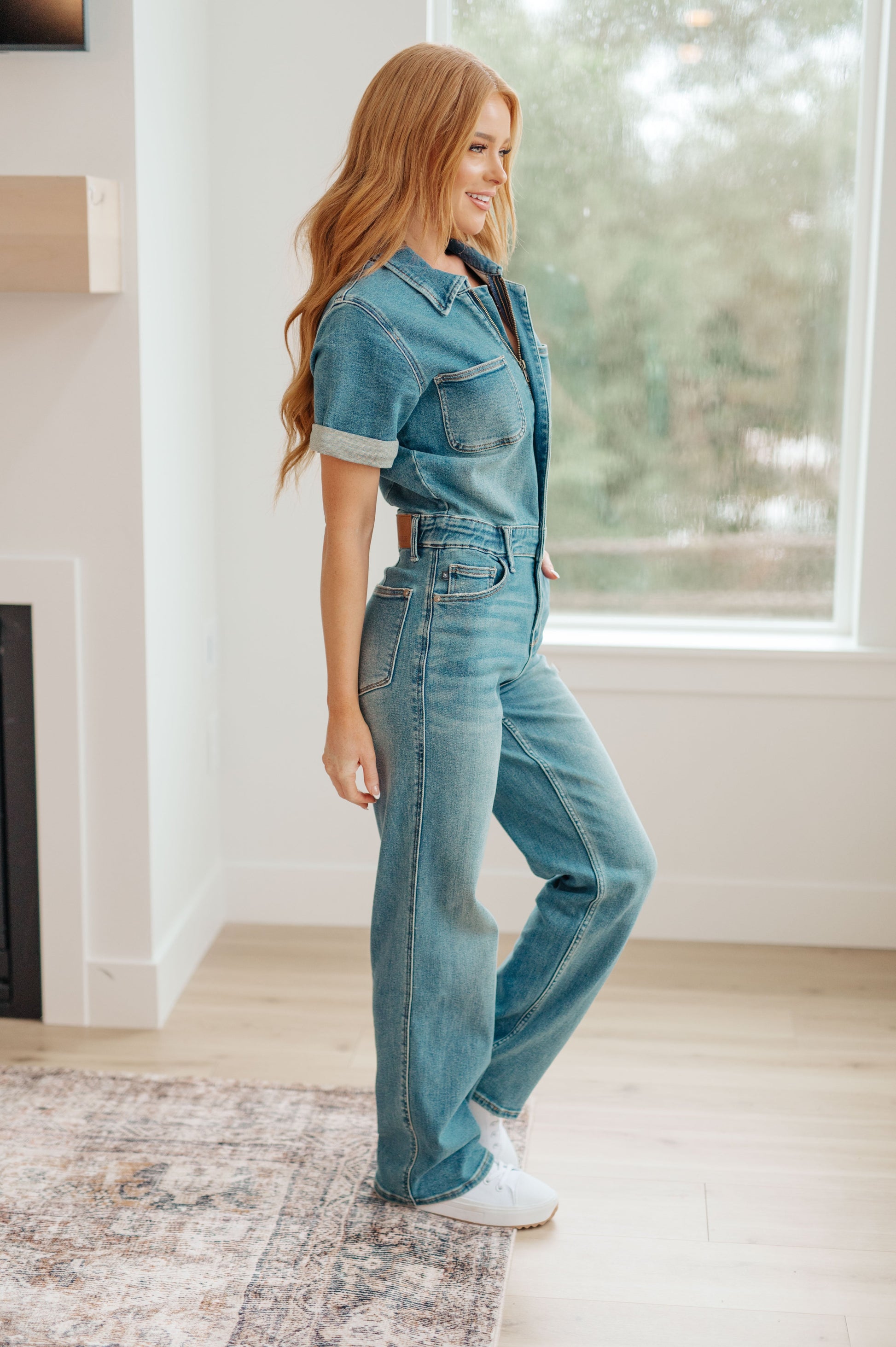 Sylvia Short Sleeve Denim Jumpsuit - Dahlia Boutique