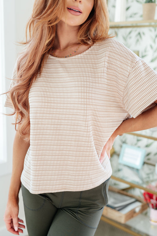 Textured Boxy Top in Taupe - Dahlia Boutique