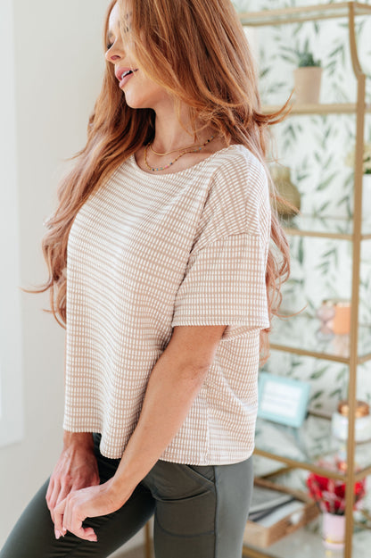 Textured Boxy Top in Taupe - Dahlia Boutique