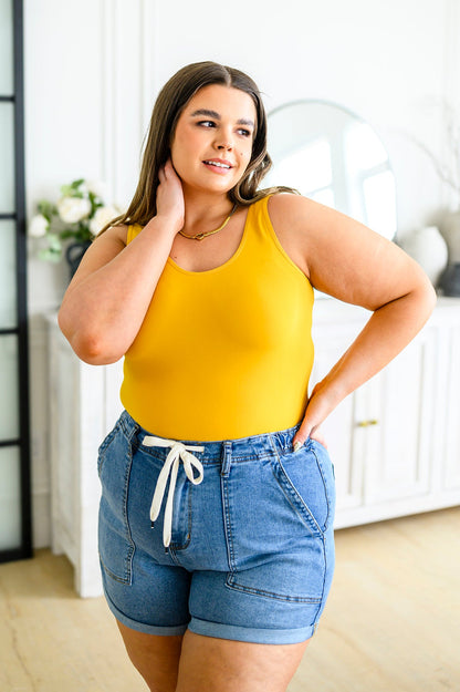 The Basics Reversible Longline Tank in Mustard - Dahlia Boutique