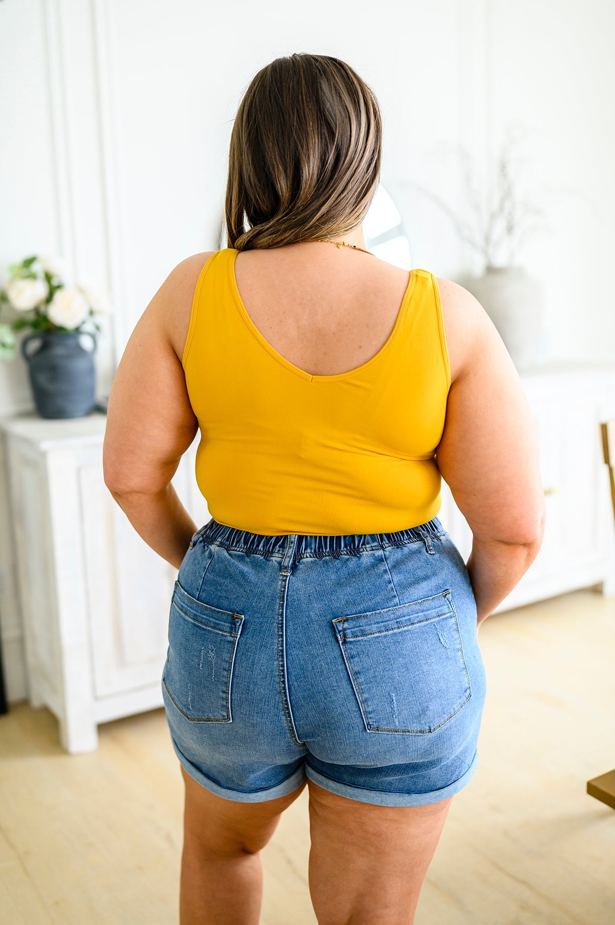 The Basics Reversible Longline Tank in Mustard - Dahlia Boutique