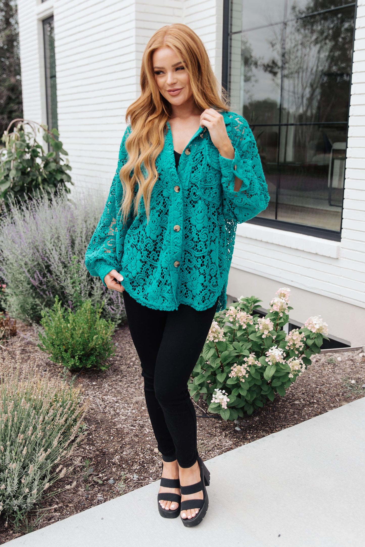 Topped with Lace Button Down - Dahlia Boutique