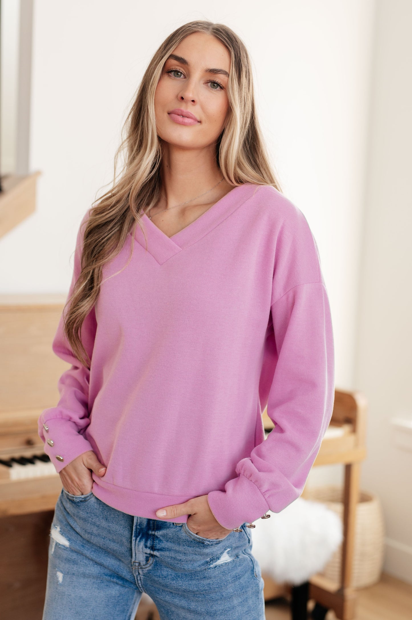 Totally Verified Long Sleeve V-Neck Top - Dahlia Boutique