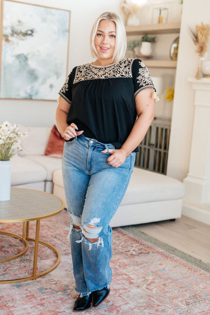 Try Again Embroidered Top - Dahlia Boutique