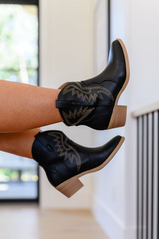 Two Step Western Bootie in Black - Dahlia Boutique