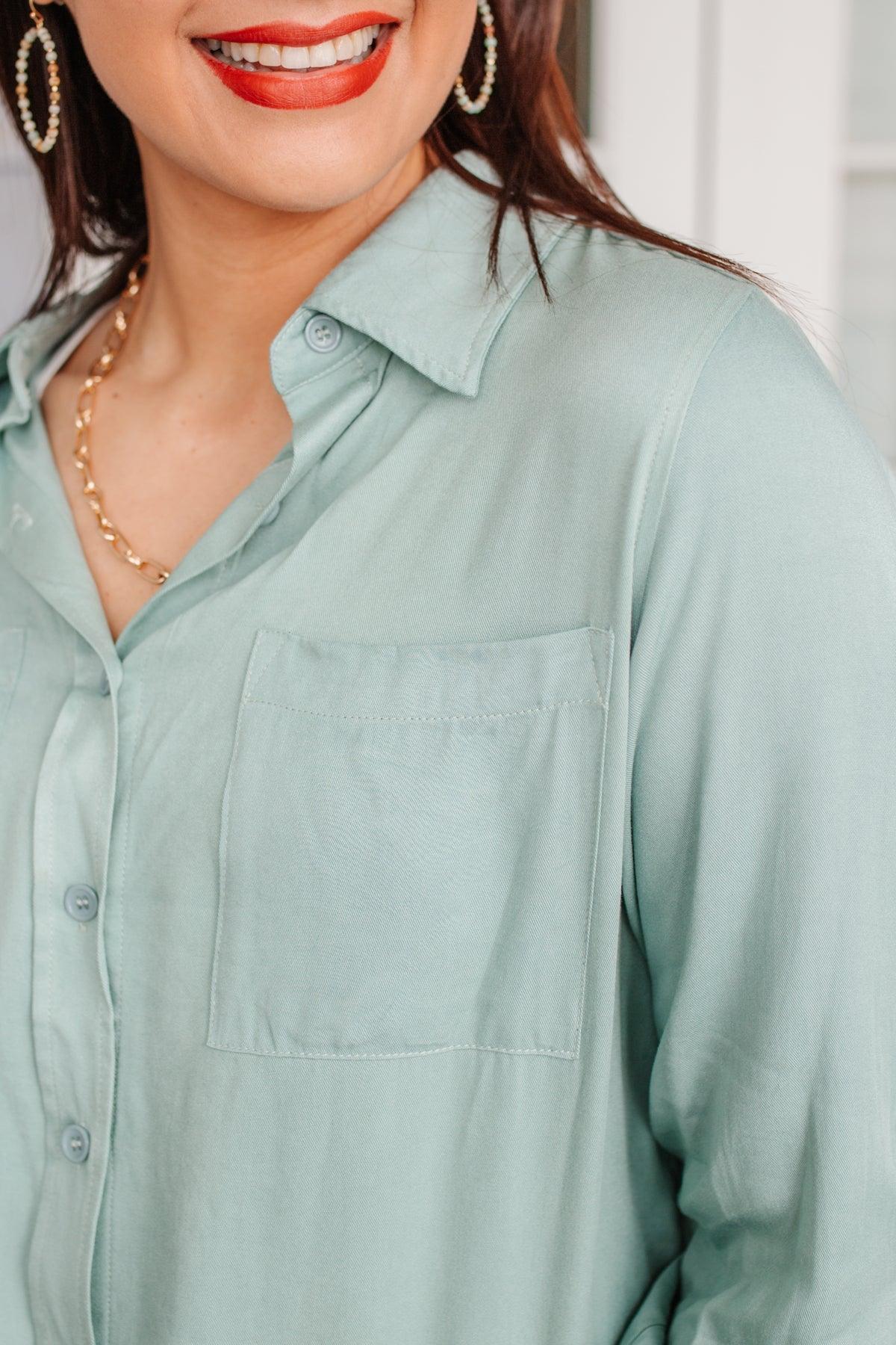 Unwavering Confidence Blouse in Light Blue - Dahlia Boutique