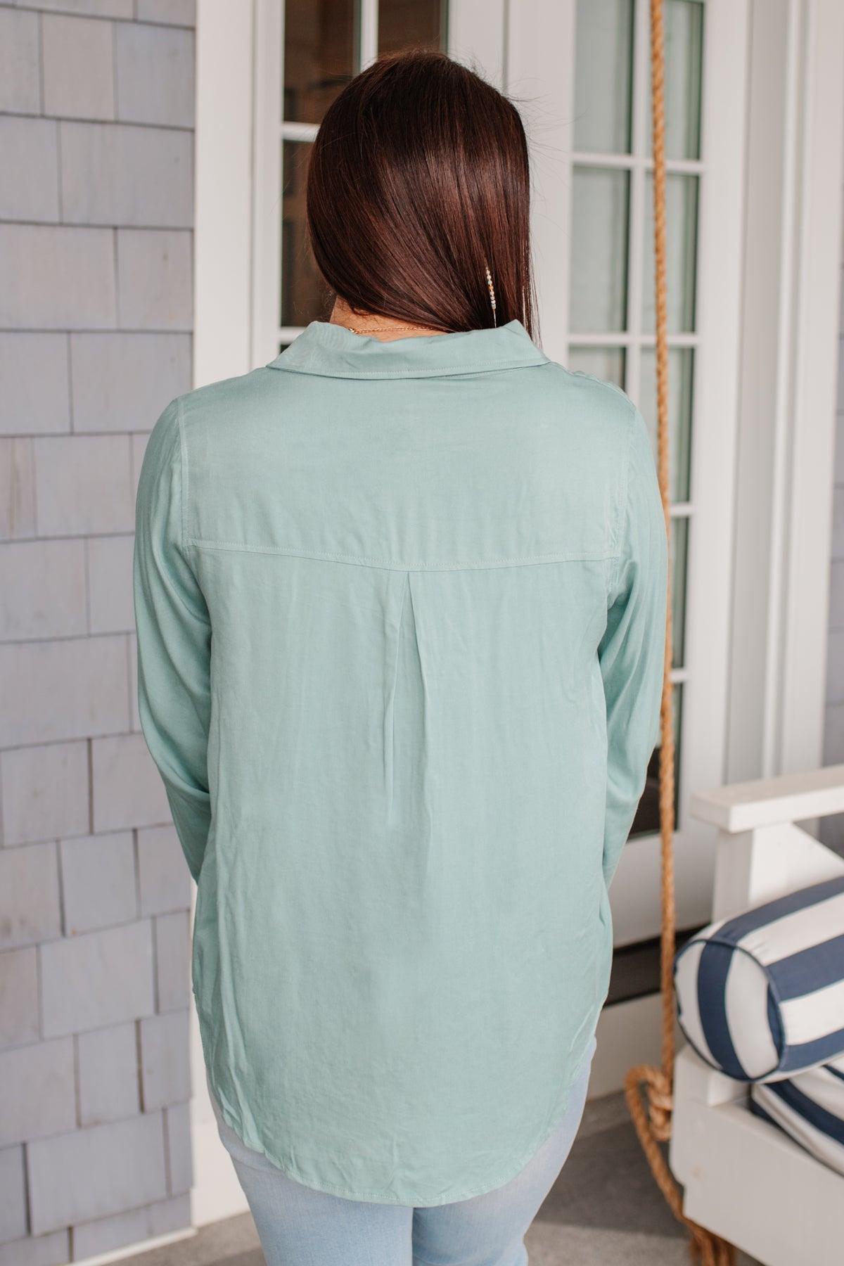 Unwavering Confidence Blouse in Light Blue - Dahlia Boutique