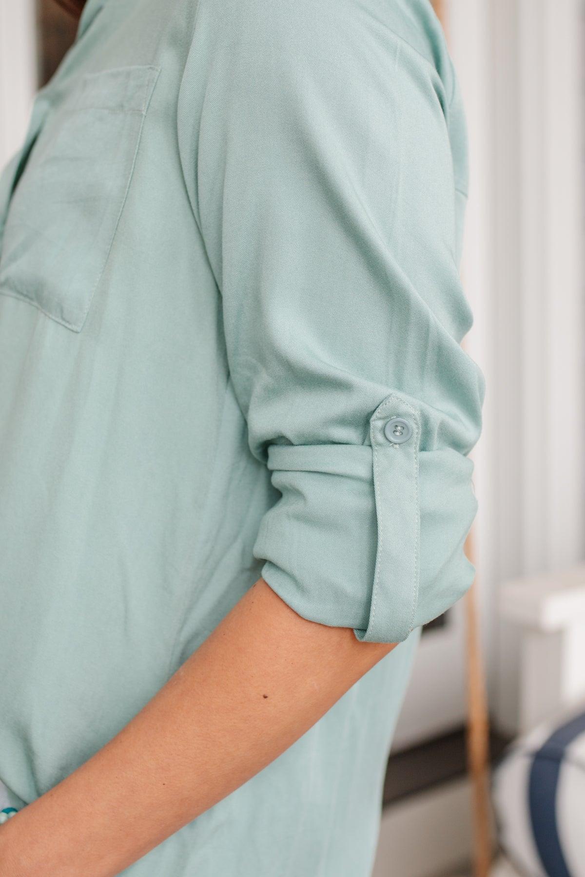 Unwavering Confidence Blouse in Light Blue - Dahlia Boutique