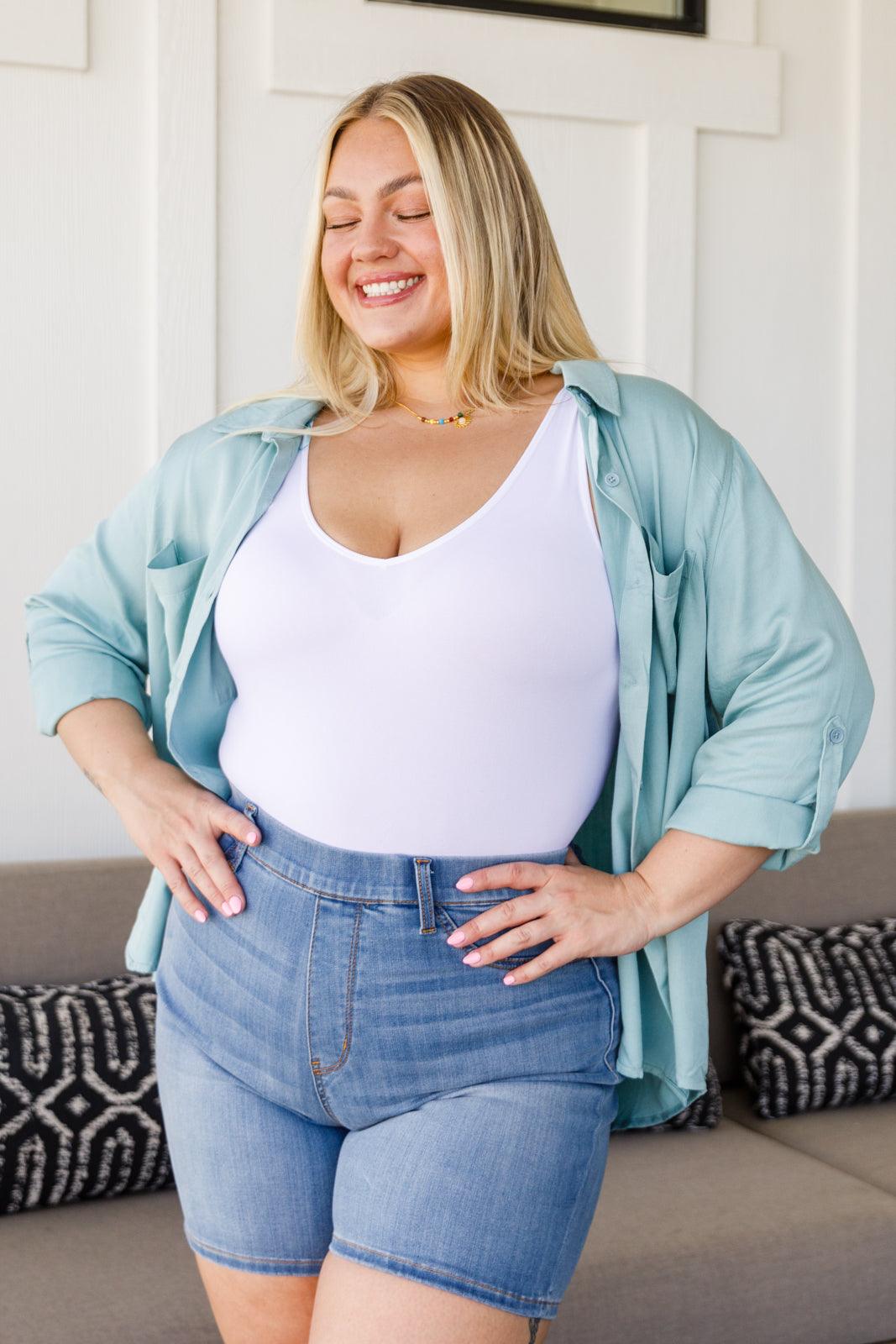 Unwavering Confidence Blouse in Light Blue - Dahlia Boutique