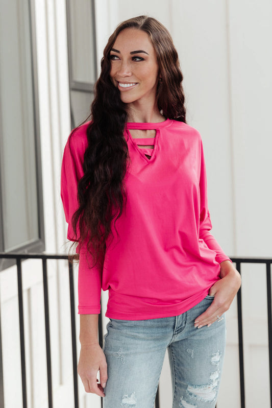 Top con cuello en V Lovely Ladder en rosa