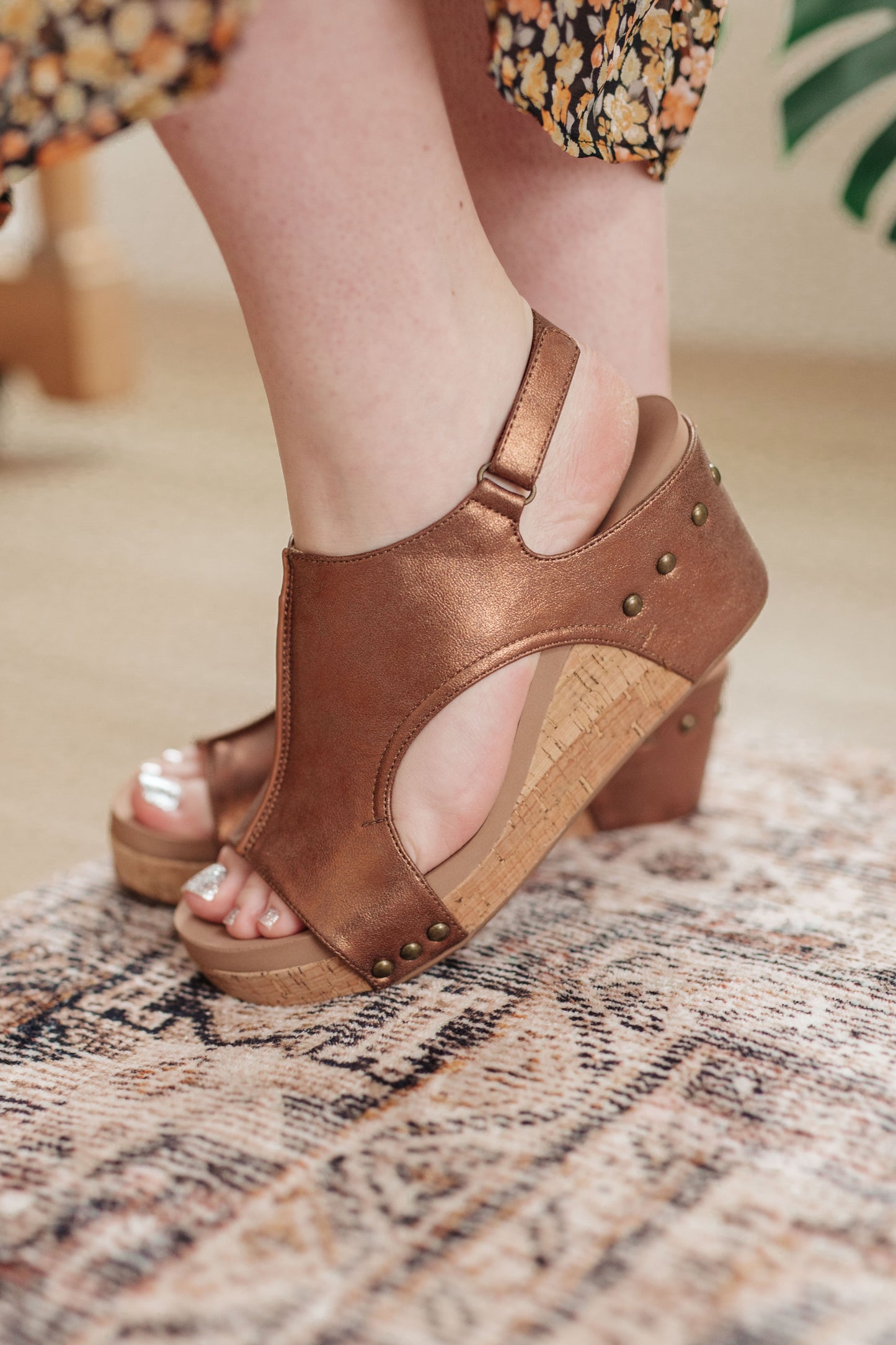 Walk This Way Wedge Sandals in Antique Bronze - Dahlia Boutique