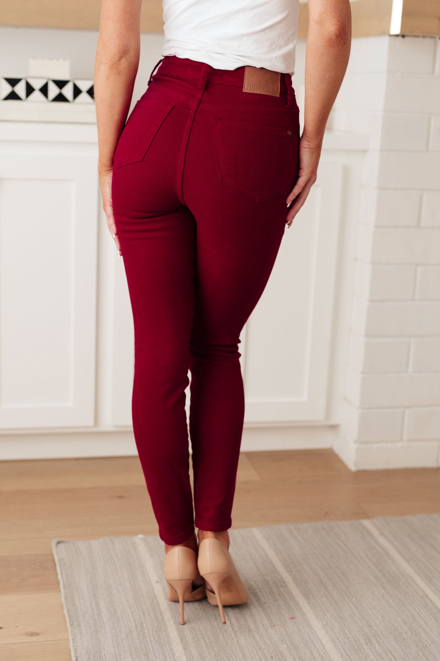 Wanda High Rise Control Top Skinny Jeans Scarlet - Dahlia Boutique