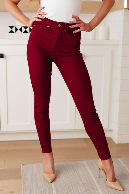 Wanda High Rise Control Top Skinny Jeans Scarlet - Dahlia Boutique