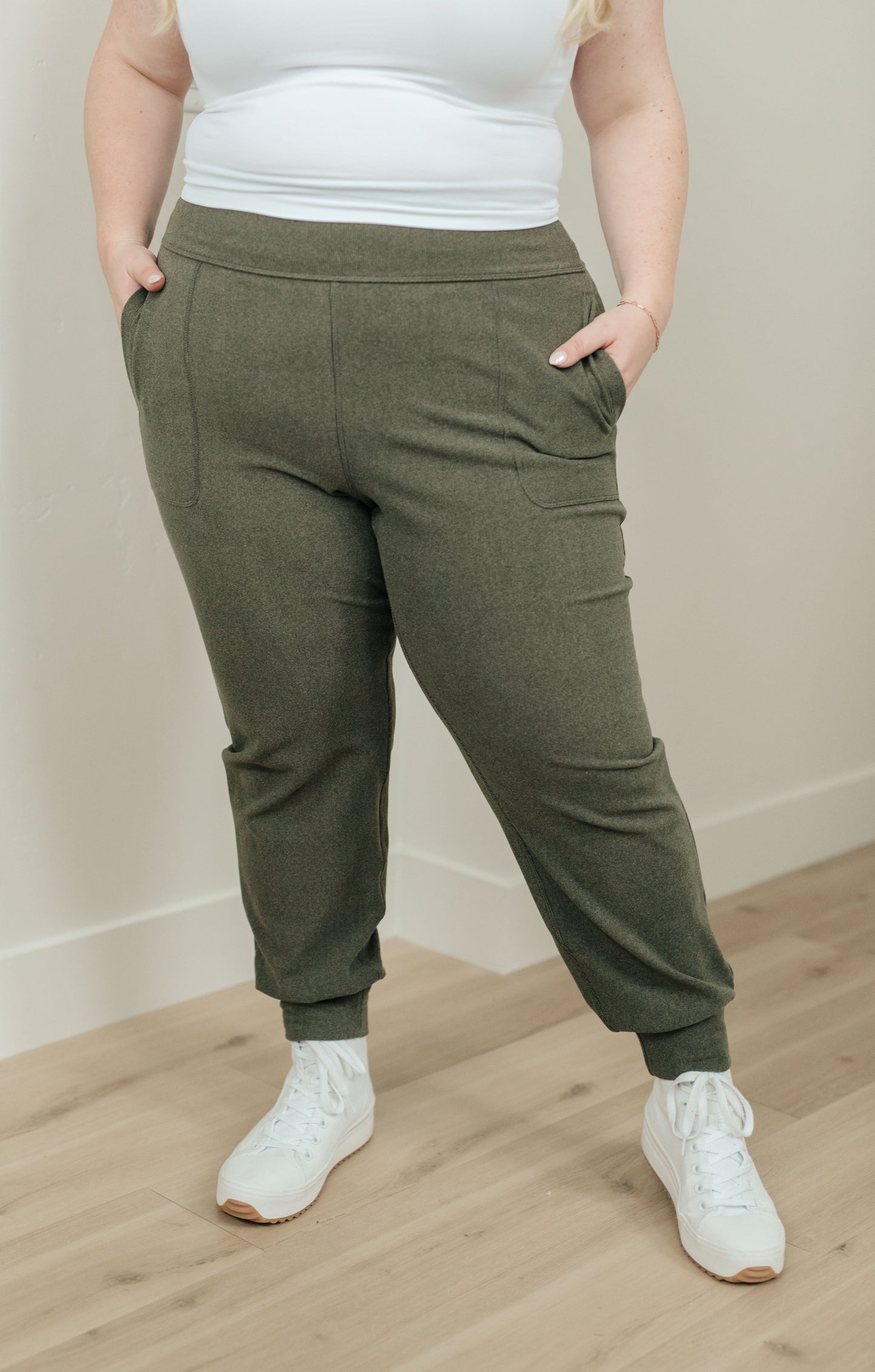 Where Are You High Rise Joggers in Olive - Dahlia Boutique