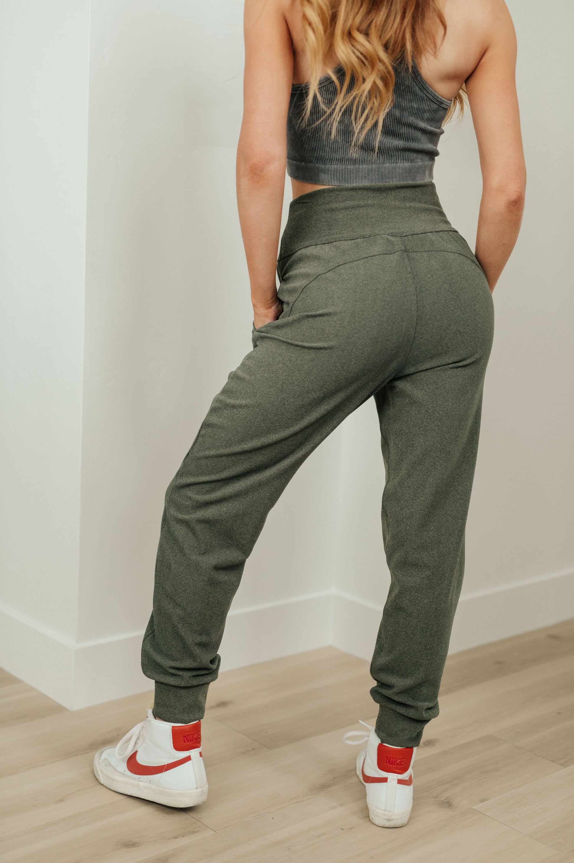 Where Are You High Rise Joggers in Olive - Dahlia Boutique