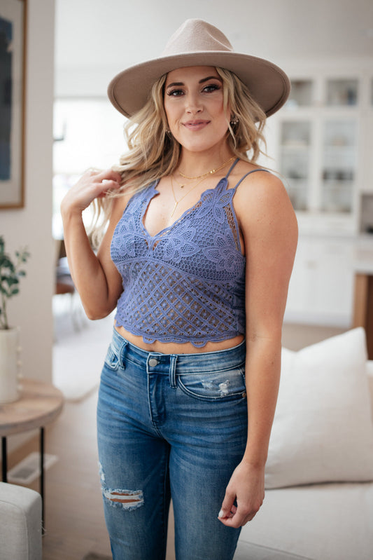 Wild And Free Crop Top in Dusty Blue - Dahlia Boutique