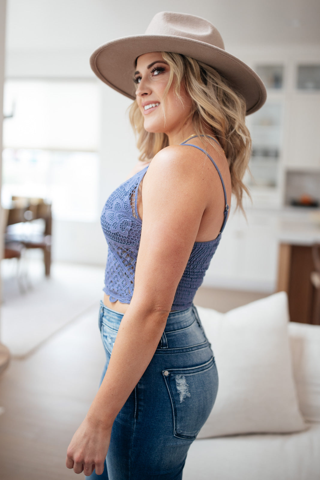 Wild And Free Crop Top in Dusty Blue - Dahlia Boutique