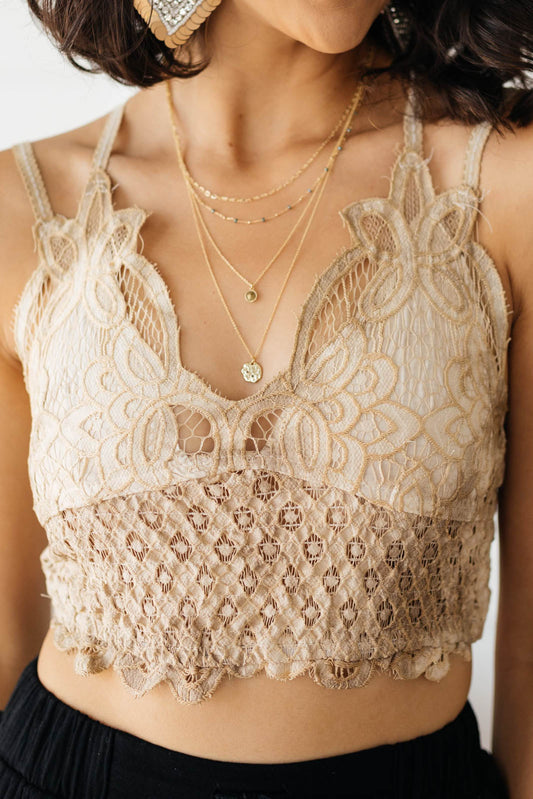 Live In Lace Bralette in Taupe - Dahlia Boutique