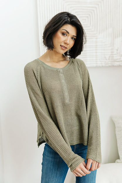 Wishful Thinking Henley In Olive - Dahlia Boutique