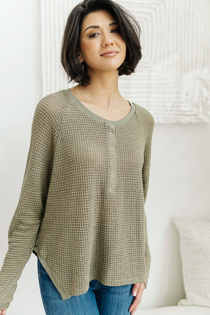 Wishful Thinking Henley In Olive - Dahlia Boutique