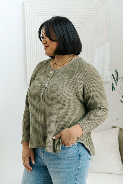 Wishful Thinking Henley In Olive - Dahlia Boutique