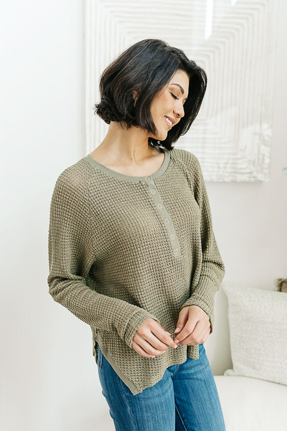 Wishful Thinking Henley In Olive - Dahlia Boutique