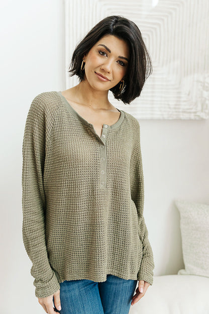 Wishful Thinking Henley In Olive - Dahlia Boutique