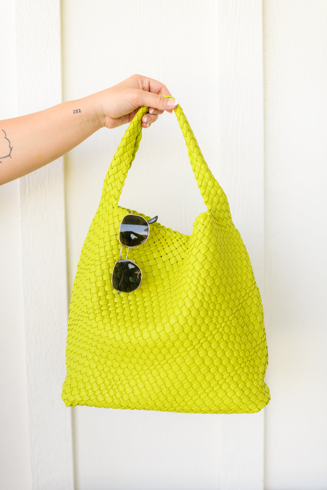 Woven and Worn Tote in Citron - Dahlia Boutique