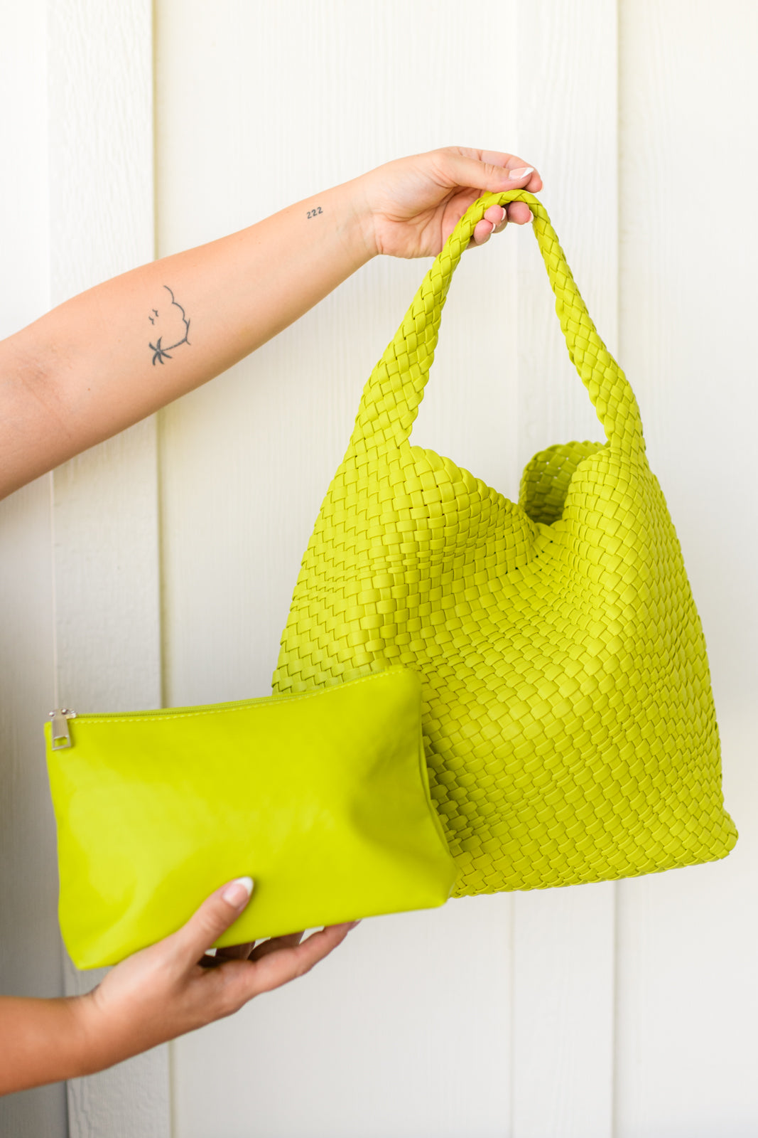 Woven and Worn Tote in Citron - Dahlia Boutique