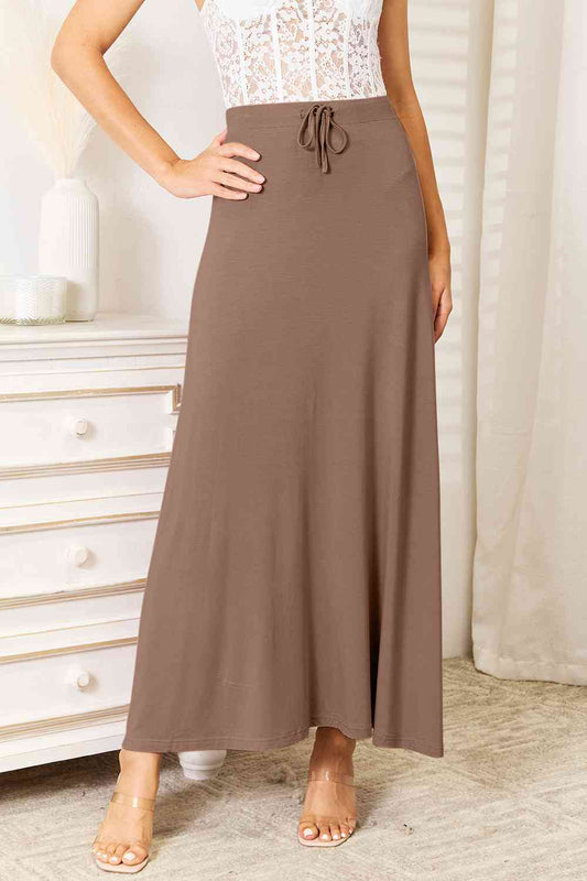 Double Take Full Size Soft Rayon Drawstring Waist Maxi Skirt Rayon - Dahlia Boutique