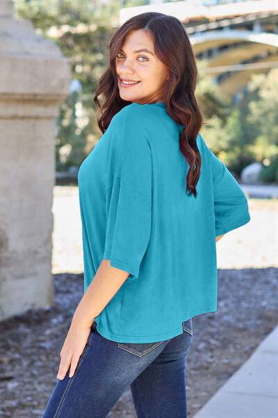 Basic Bae Full Size Round Neck Drop Shoulder T-Shirt - Dahlia Boutique