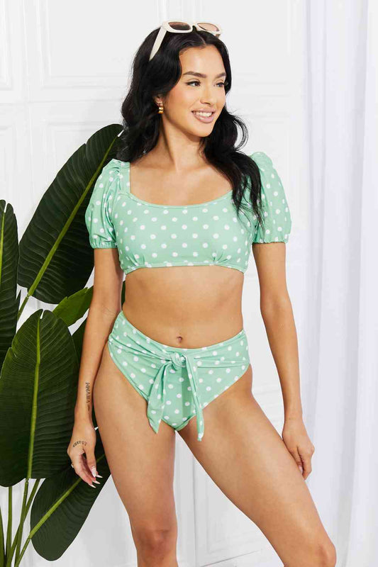 Marina West Swim Vacay Ready Puff Sleeve Bikini in Gum Leaf - Dahlia Boutique
