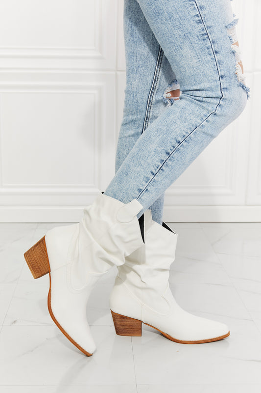 MMShoes Better in Texas Scrunch Cowboy Boots in White - Dahlia Boutique